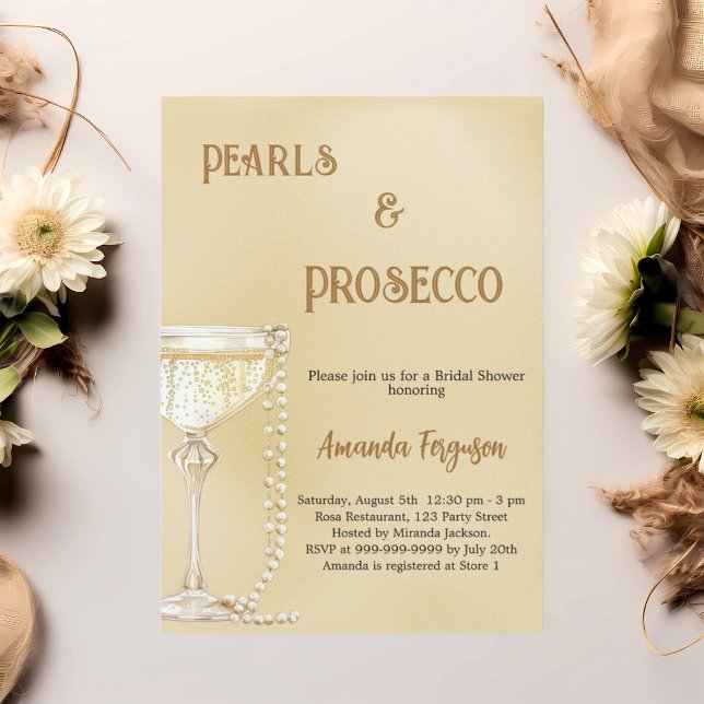 Invitación Pearls Prosecco oro elegante Bridal Shower (Subido por el creador)