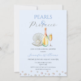 Invitación Pearls Prosecco Pearlcore Blue Bridal Shower