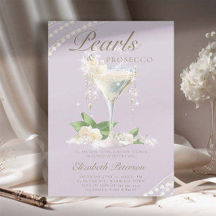 Invitación Pearls Prosecco Petals Lilac Elegant Bridal Shower