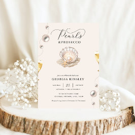 Invitación Pearls & Prosecco Seashell Bridal Shower