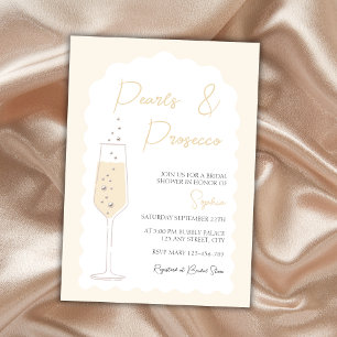 Invitación Pearls & Prosecco Wavy Arch Bridal Shower