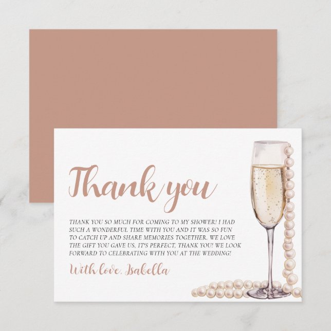 Invitación Pearls y Prosecco Bridal Shower (Anverso / Reverso)