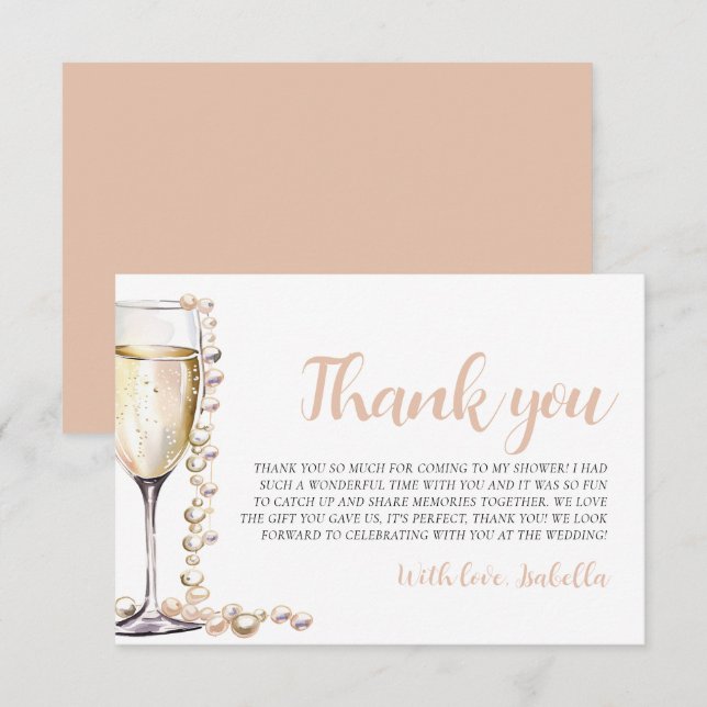 Invitación Pearls y Prosecco Bridal Shower (Anverso / Reverso)