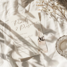Invitación Pearls y Prosecco Neutral Script Bridal Shower