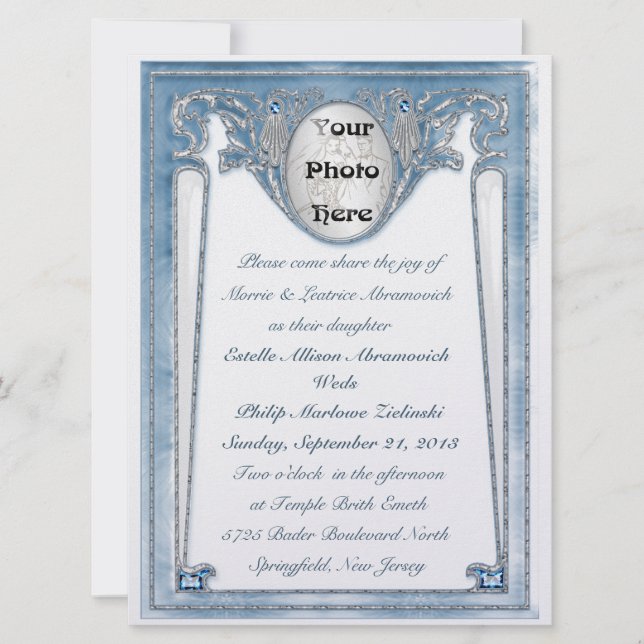 Invitación Pearly Blue - Foto (Invitación a la boda) (Anverso)