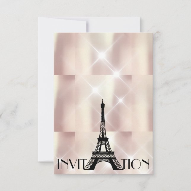 Invitación Pearly Ivory VIP Personalizada Paris Bridal Shower (Anverso)