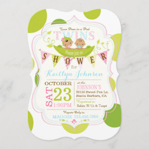 Invitación Peas en un Baby Shower pod asiático