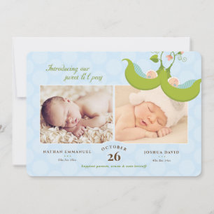 Invitación Peas en un niño gemelo de Pod con dos fotos del an
