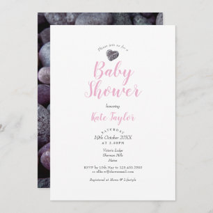 Invitación Pebble Heart Pink Baby Shower /Sprinkle / Parejas