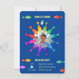 Invitación Peces arcoiris en el océano adorable patrón colori
