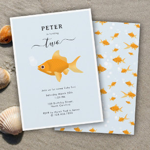 Invitación Peces de Oro Cuidados Nadando Niños Cumpleaños Fie