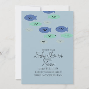 Invitación Peces Nadando Acuario Azul Shower de Bebé   
