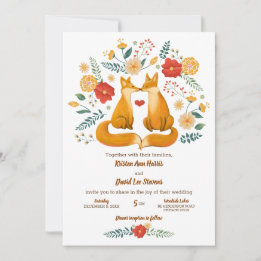 Invitación Peces románticos y Boda de follaje floral rústico