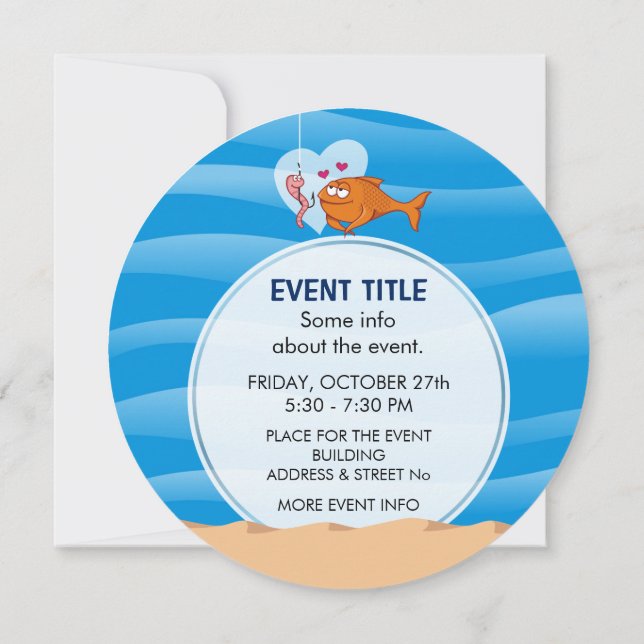 Invitación Peces y cebo enamorados (Reverso)