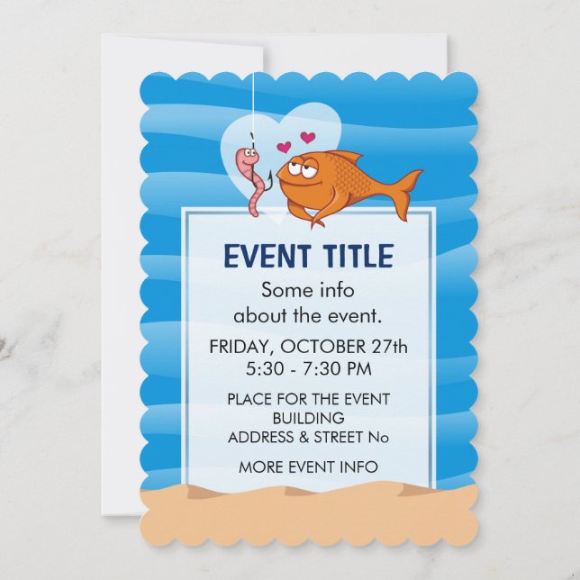 Invitación Peces y cebo enamorados (Reverso)