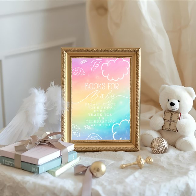 Invitación Pedacito del Cielo Libros Arcoíris para Bebés que  (Little Piece of Heaven Rainbow Books for Baby Sign)