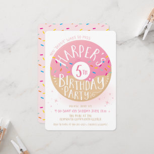 Invitación PEDIDO PERSONALIZADO Donut lindo para el 5º cumple