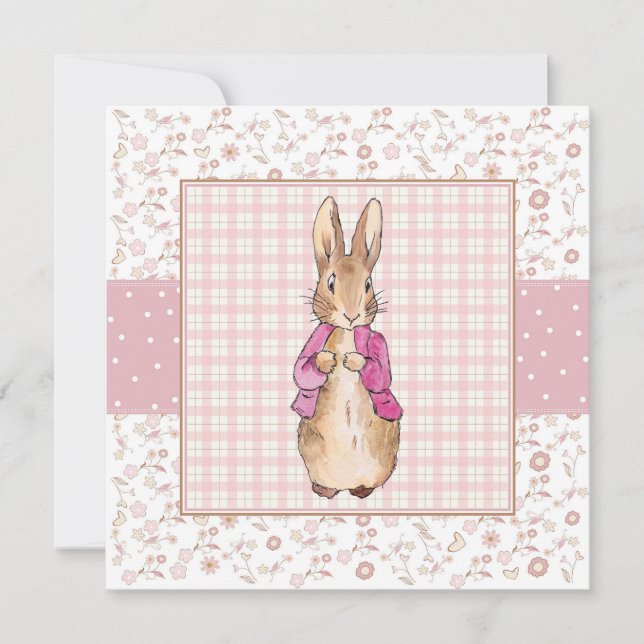 Invitación Pedro el conejo chaqueta rosa (Anverso)