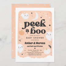 Peek A Boo Cue Peach Ghost Baby Shower