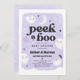 Invitación Peek A Boo Cuo Fantasma Morado Baby Shower