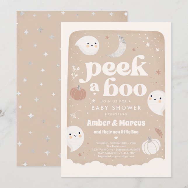 Invitación Peek A Boo Gender Neutral Ghost Baby Shower (Anverso / Reverso)