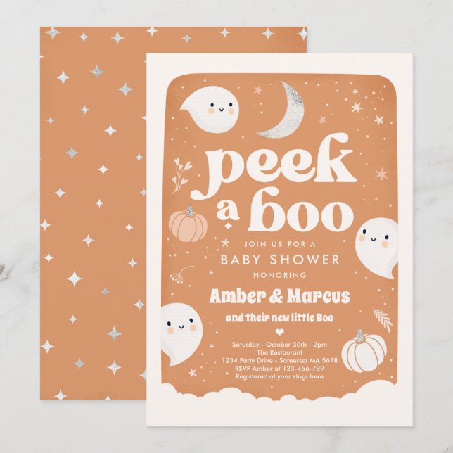Invitación Peek A Boo Gender Neutral Ghost Baby Shower Invita (Anverso / Reverso)