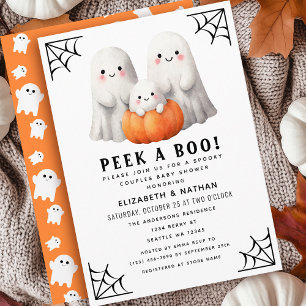 Invitación Peek A Boo Ghost Halloween Parejas Baby Shower