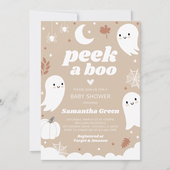 Invitación Peek a Boo Halloween Baby Shower (Anverso)