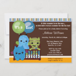 Invitación Peek a Boo MONSTERS Invitado a Baby Shower PAB
