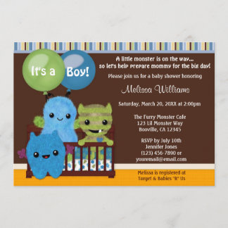 Invitación Peek a Boo MONSTERS Invitado a Baby Shower PAB