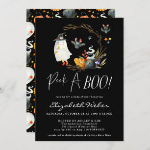 Invitación Peek-A-Boo  Pequeño Fantasma Baby Shower