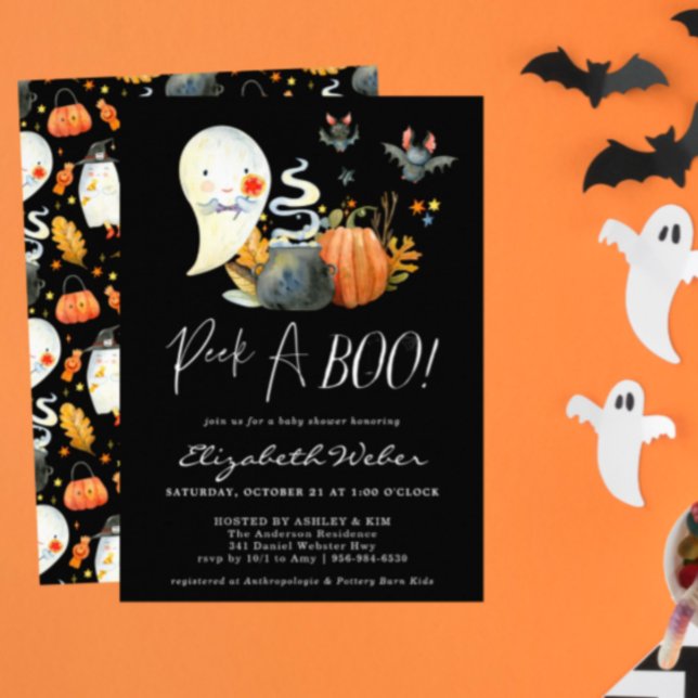 Invitación Peek-A-Boo | Pequeño Fantasma Halloween Baby Showe (Subido por el creador)
