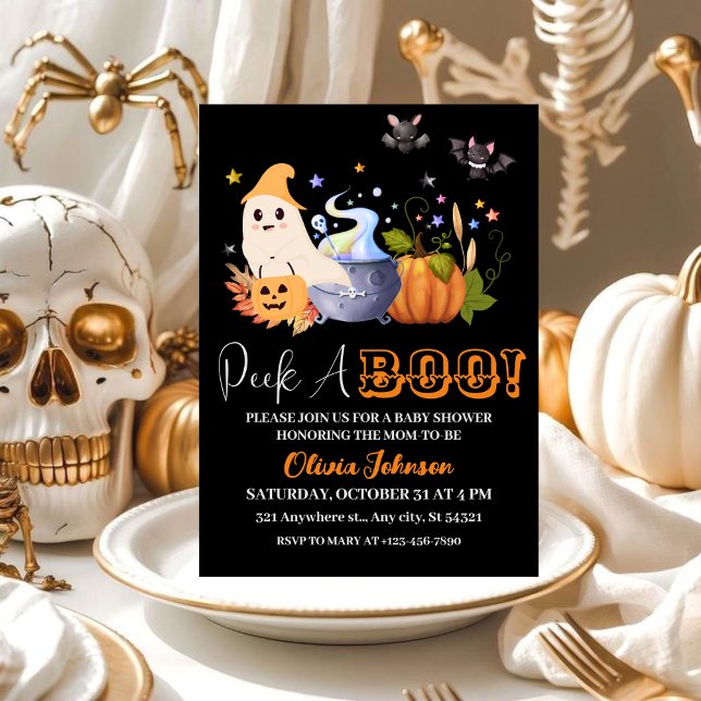 Invitación Peek-A-Boo | Pequeño Fantasma Halloween Baby Showe (Subido por el creador)