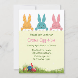 Invitación Peeking Easter Bunnies, Huevo Hunt