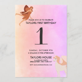 Invitación Pegasus Unicornio Fiesta de primer cumpleaños