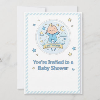 Invitación Pegatina de baby shower para niño