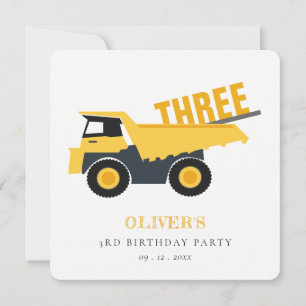 Invitación Pegatina de cumpleaños del camión de la construcci