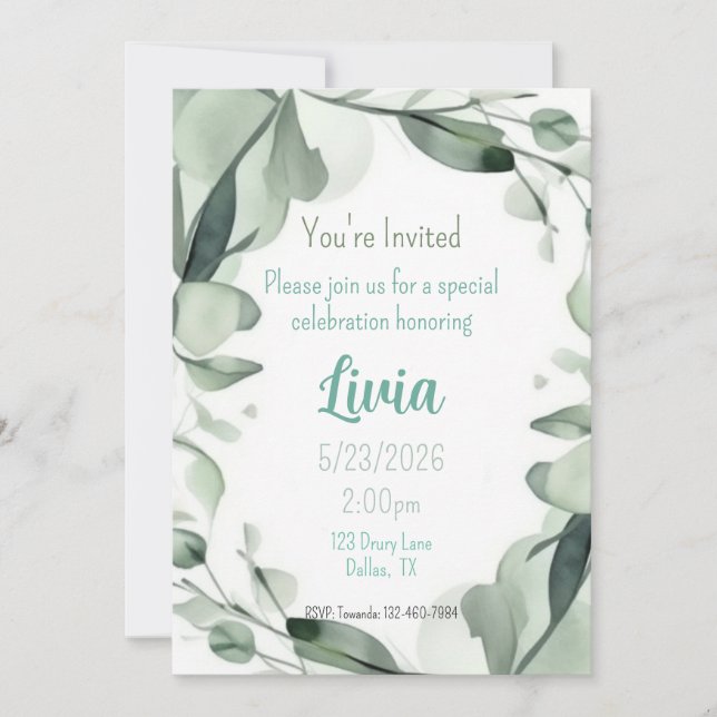 Invitación Pegatina de dona rosa de acuarela dulce (Anverso)