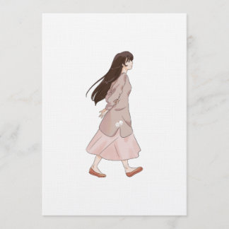 Invitación Pegatina de niña caminando estética