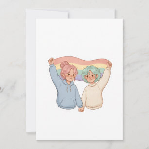 Invitación Pegatina de pareja LGBTQ – Cita de amor queer ador