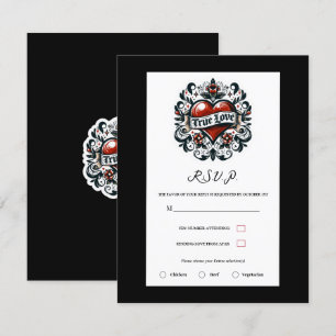 Invitación Pegatina de tatuaje de corazón de amor verdadero R
