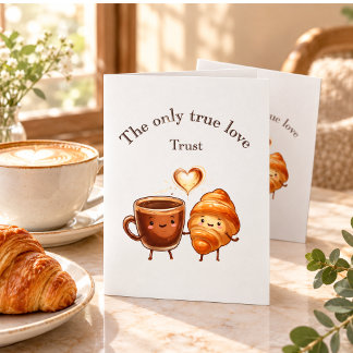 Invitación Pegatinas de café y croissant – El único amor verd