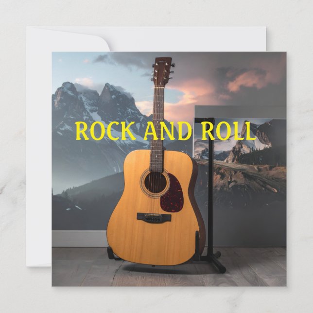 Invitación Pegatinas de Rock and Roll (Anverso)