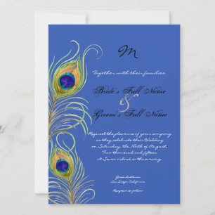 Invitación Peleas de pavo real invitan a la boda azul de coba