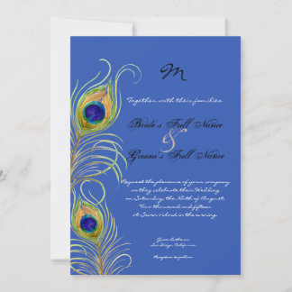 Invitación Peleas de pavo real invitan a la boda azul de coba