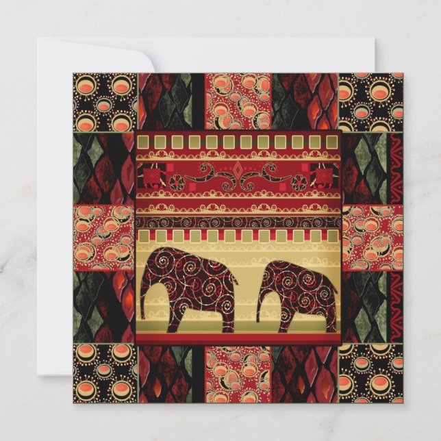 Invitación Pelele indio retro de cosecha abstracta sin foco (Anverso)