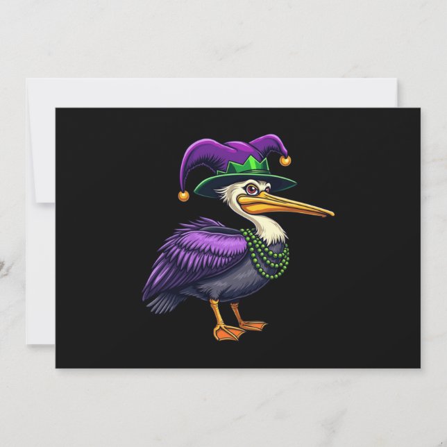 Invitación Pelican Mardi Gras - Diversión de carnaval para am (Anverso)