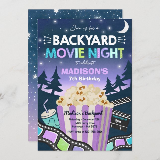 Invitación Película De Aniversario De La Noche De La Película (Anverso / Reverso)