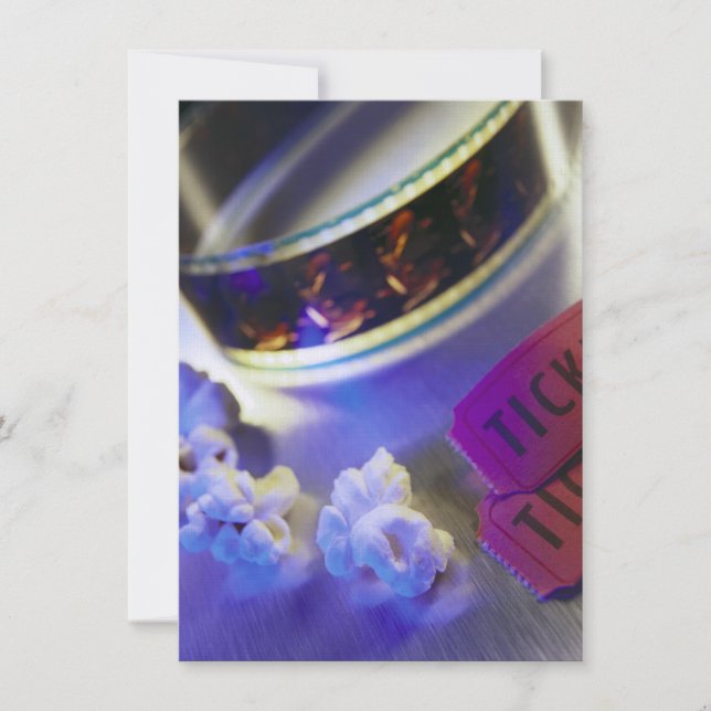 Invitación Película de cine, palomitas y entradas (Anverso)