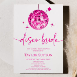 Invitación Película de disco rosado, bola, disco, ducha de no